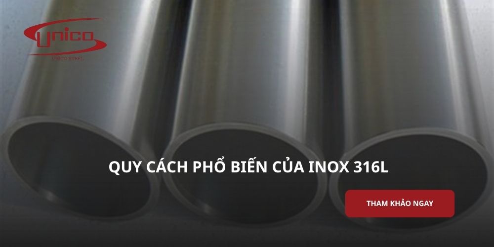 Quy cách phổ biến của inox 316L theo từng dạng sản phẩm