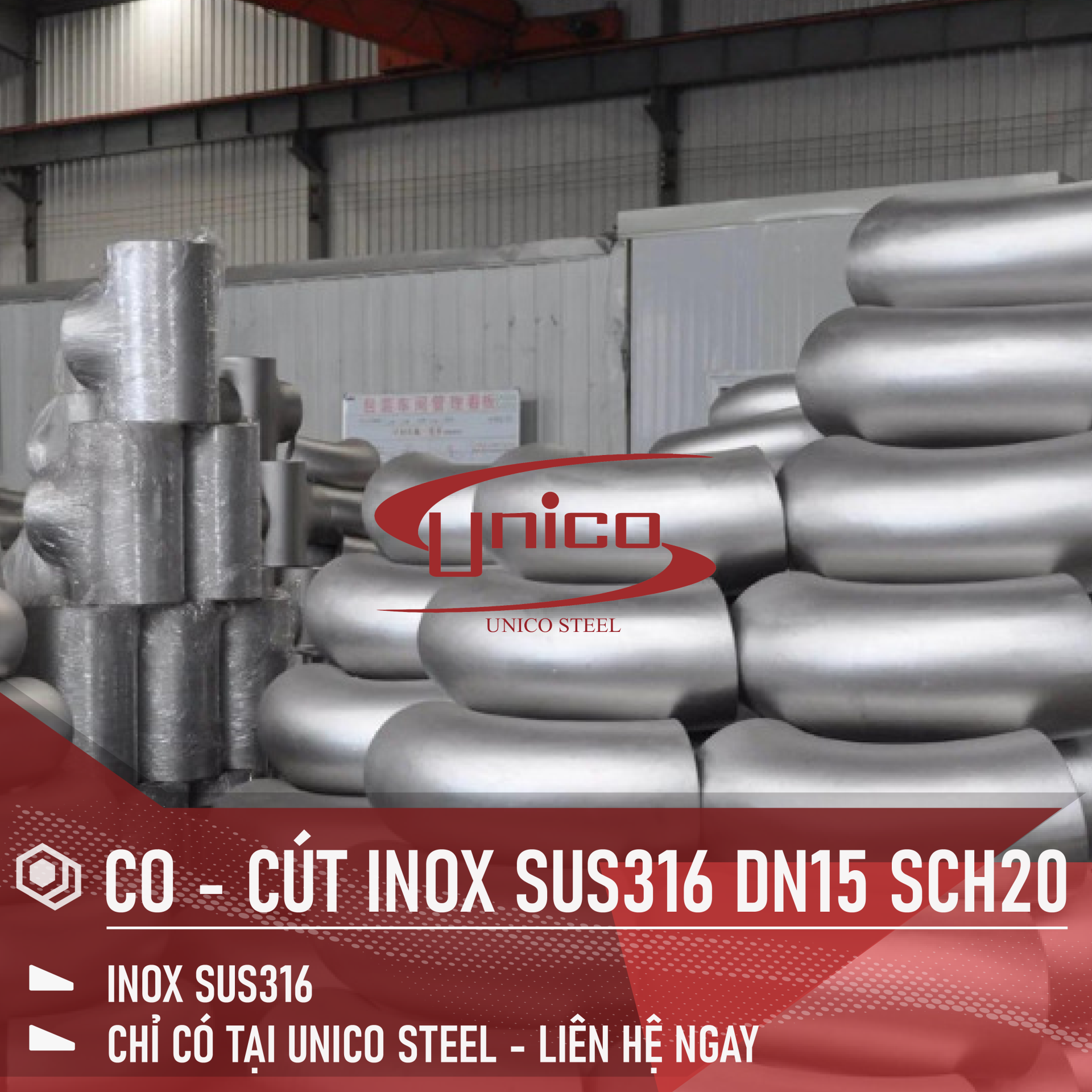CO - CÚT INOX SUS316 SIZE DN15, ĐỘ DÀY SCH20 GIÁ TỐT
