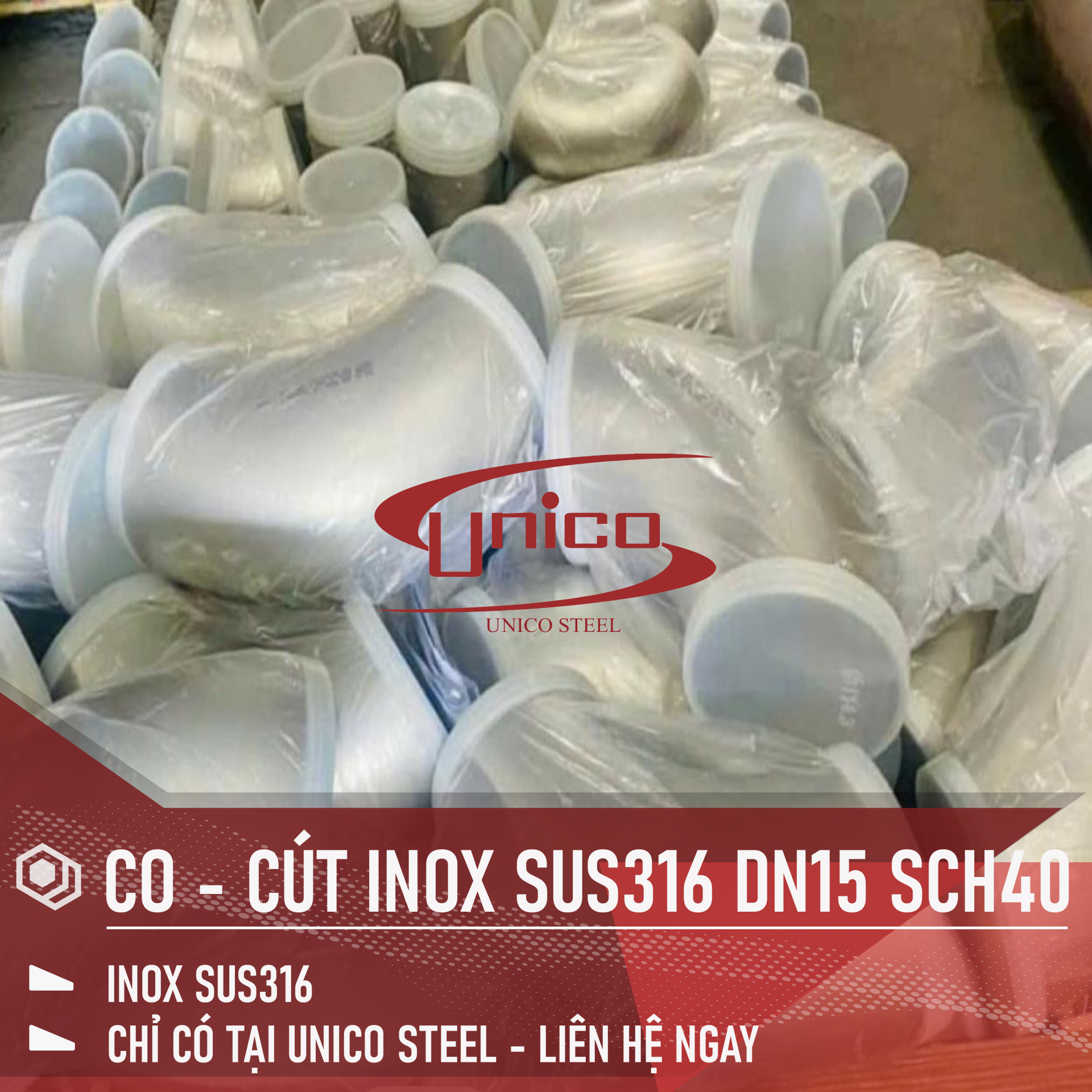 CO - CÚT INOX SUS316 SIZE DN15, ĐỘ DÀY SCH40